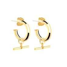 Load image into Gallery viewer, Najo - T-Bar Hoop Gold Earring