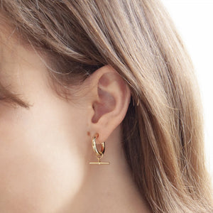 Najo - T-Bar Hoop Gold Earring