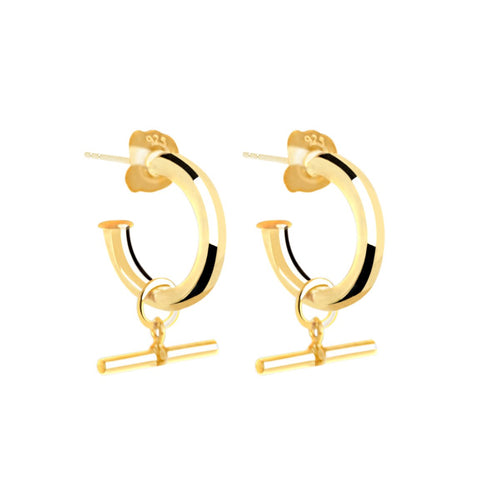 Najo - T-Bar Hoop Gold Earring