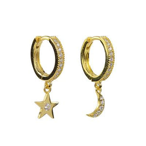 Inspirit - Star and moon huggy earrings / gold